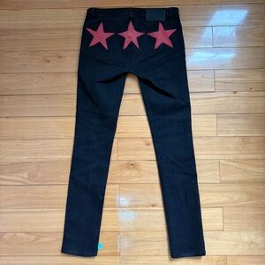 Givenchy Black skinny Jeans with Red Star patches